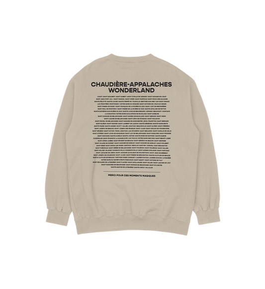 Sweat-shirt Saint-Damien-de-Buckland Wonderland, couleur sable, vue de dos