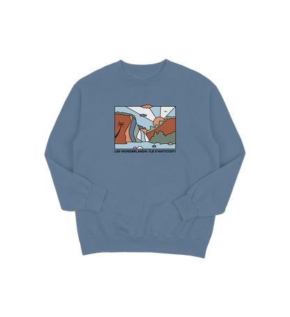 Sweat-shirt Île D'Anticosti Wonderland, couleur indigo, vue de face