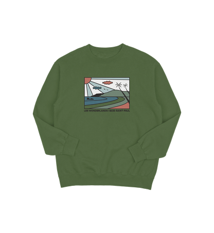 Sweat-shirt Baie-Saint-Paul Wonderland, couleur vert, vue de face