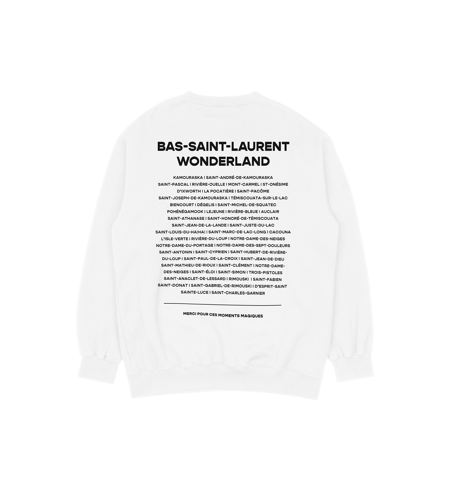 Sweat-shirt Kamouraska Wonderland, couleur blanc, vue de dos