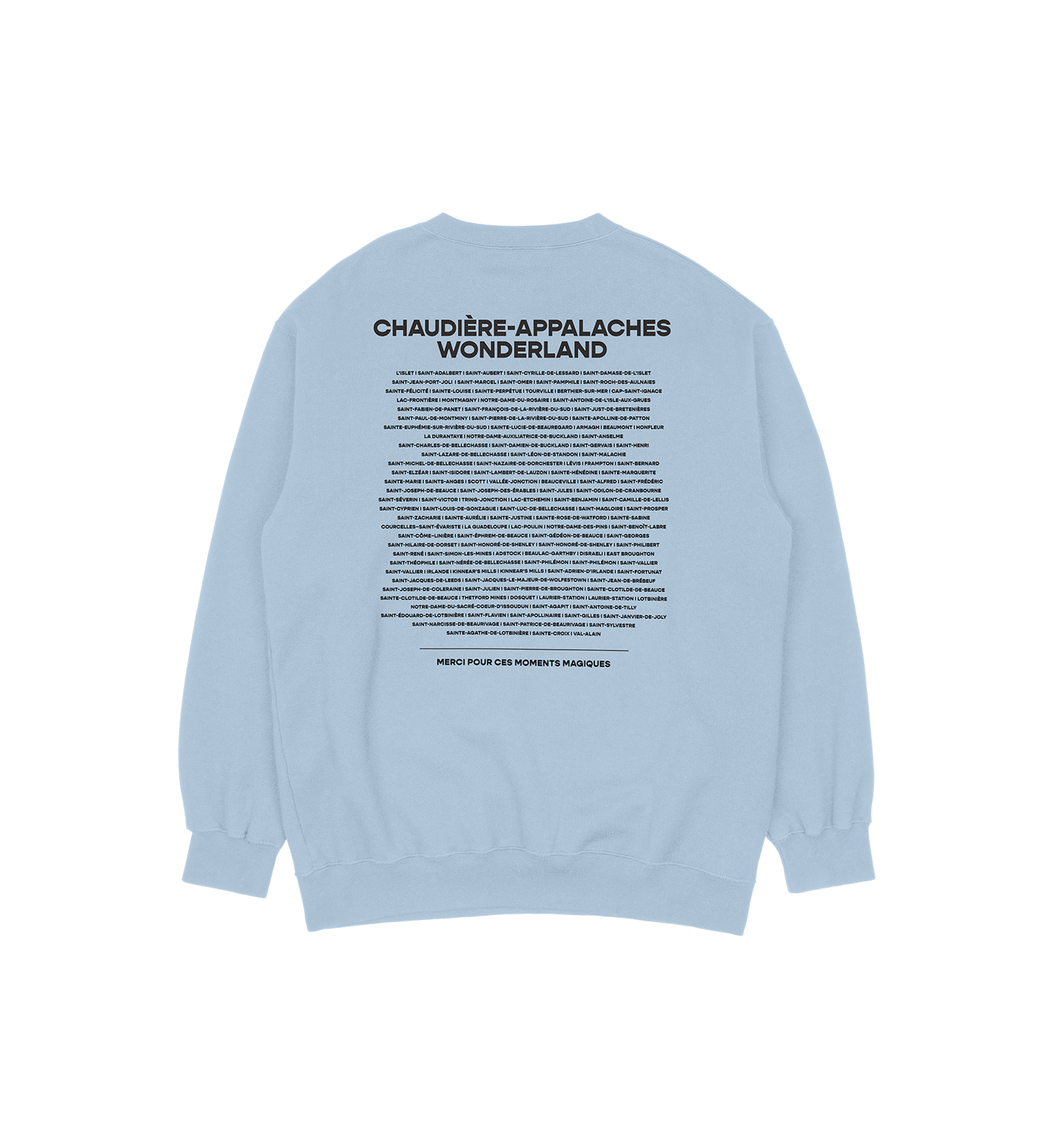 Sweat-shirt Saint-Jean-Port-Joli Wonderland, couleur bleu, vue de dos