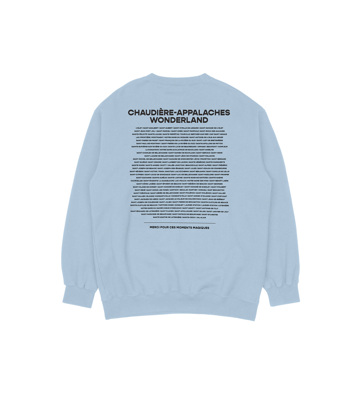 Sweat-shirt Saint-Jean-Port-Joli Wonderland, couleur bleu, vue de dos