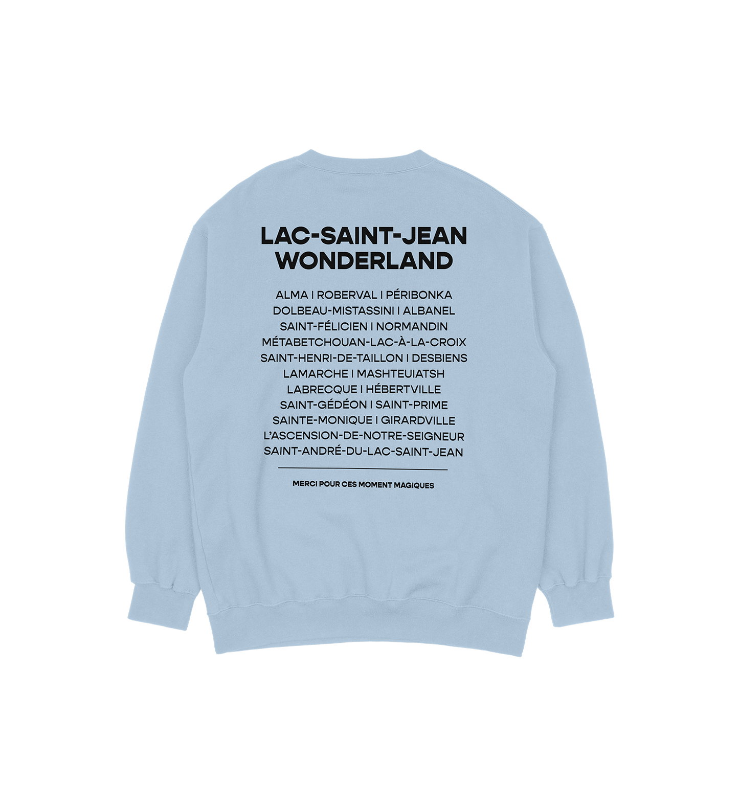 Sweat-shirt Lac-Saint-Jean Wonderland, couleur bleu, vue de dos
