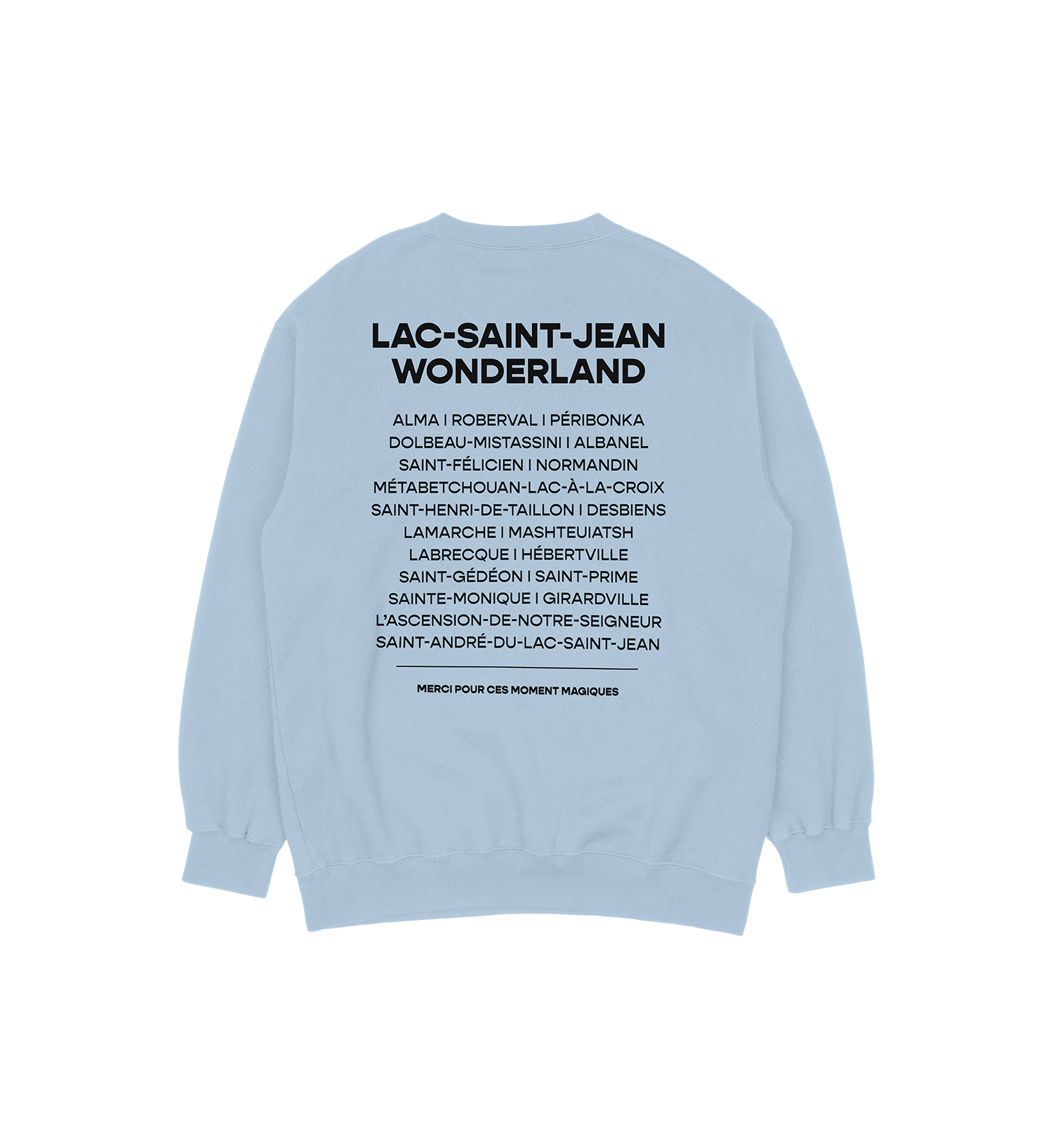 Sweat-shirt Lac-Saint-Jean Wonderland, couleur bleu, vue de dos