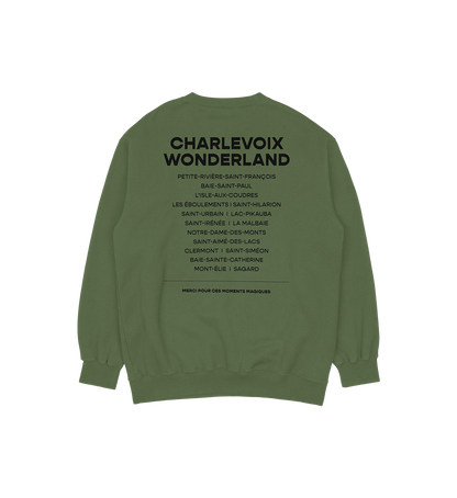 Sweat-shirt Baie-Saint-Paul Wonderland, couleur vert, vue de dos