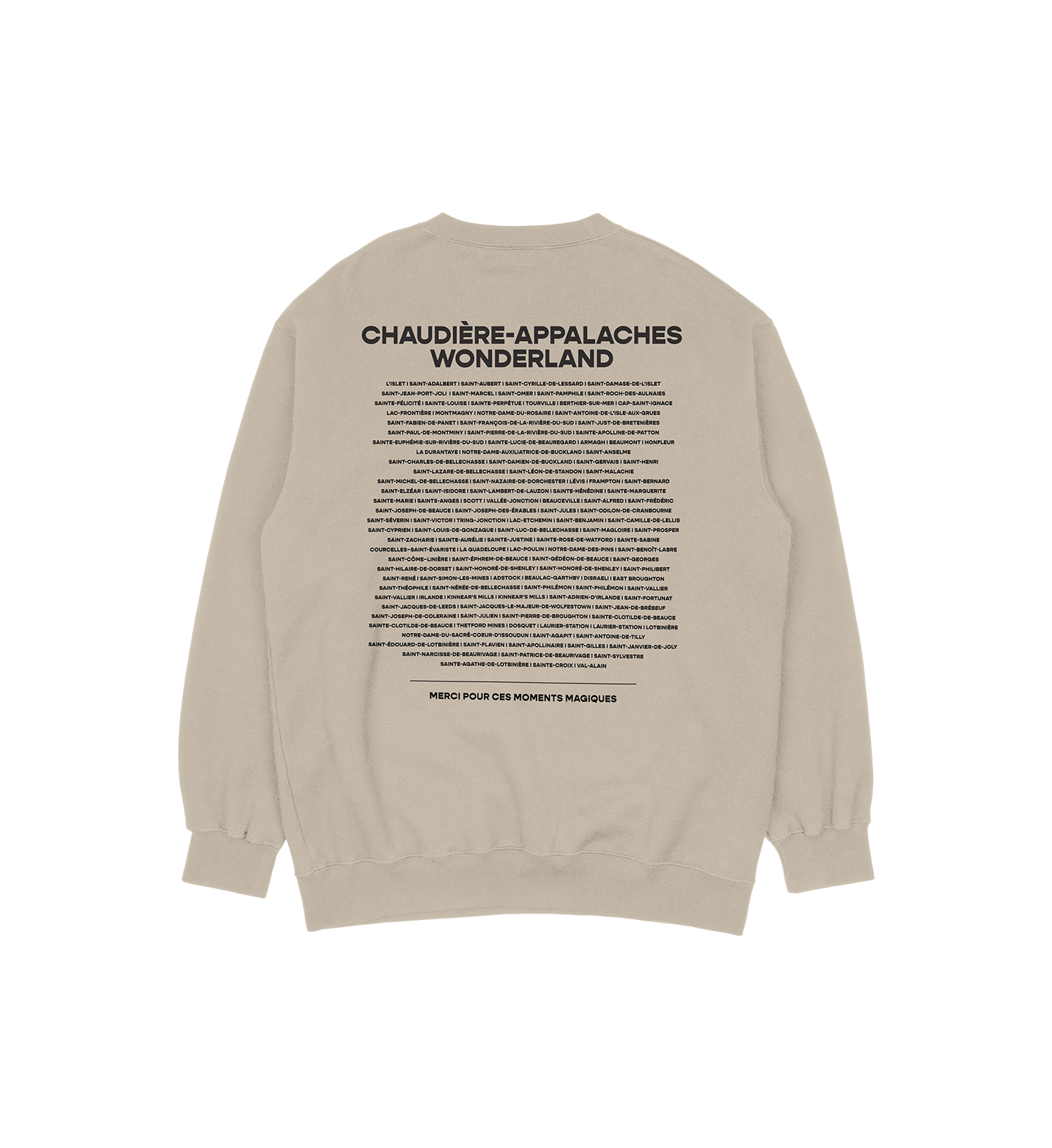 Sweat-shirt Saint-Damien-de-Buckland Wonderland, couleur sable, vue de dos