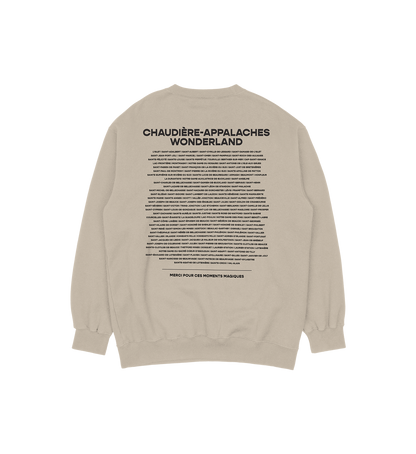 Sweat-shirt Saint-Damien-de-Buckland Wonderland, couleur sable, vue de dos