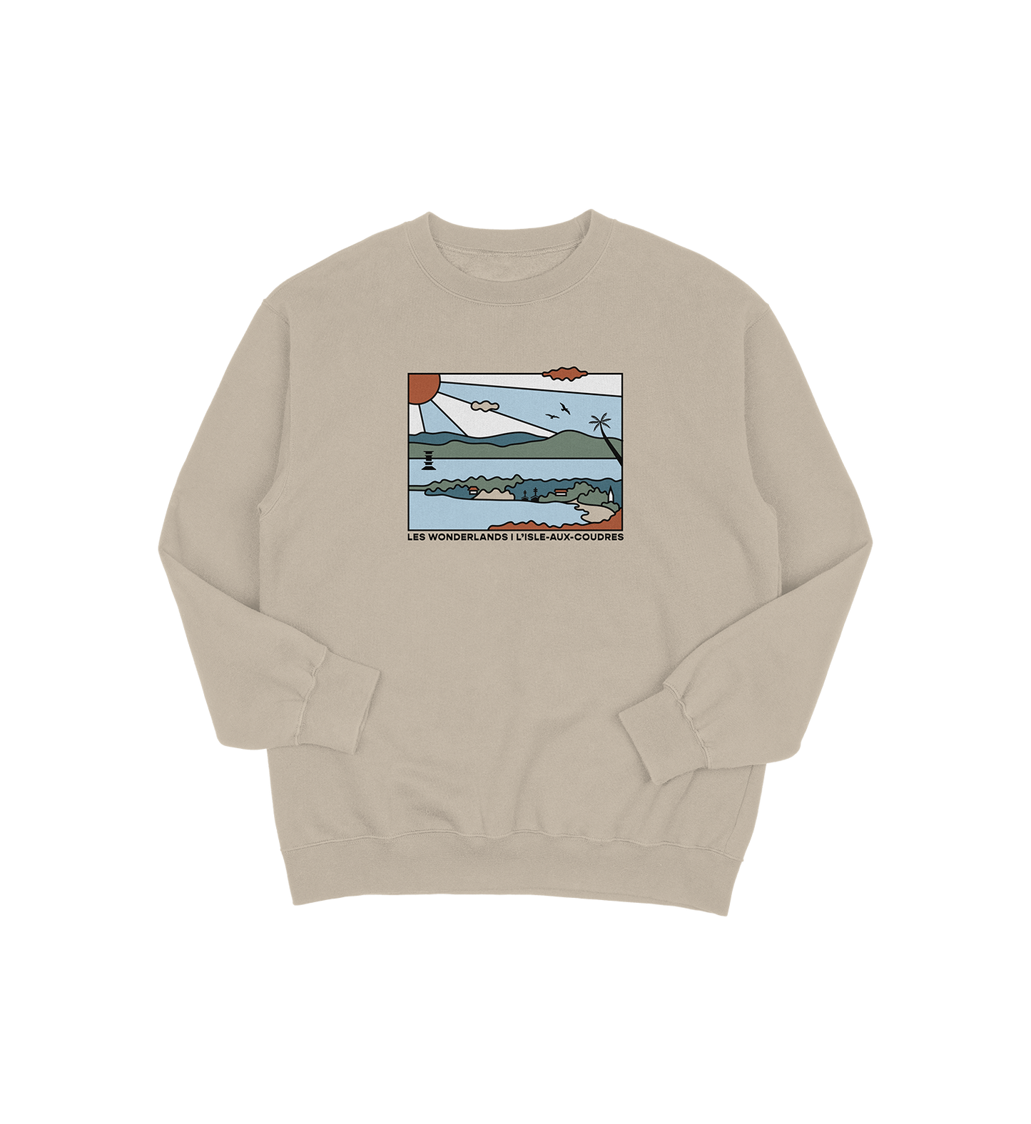 Sweat-shirt L'Isle-Aux-Coudres Wonderland, couleur sable, vue de face