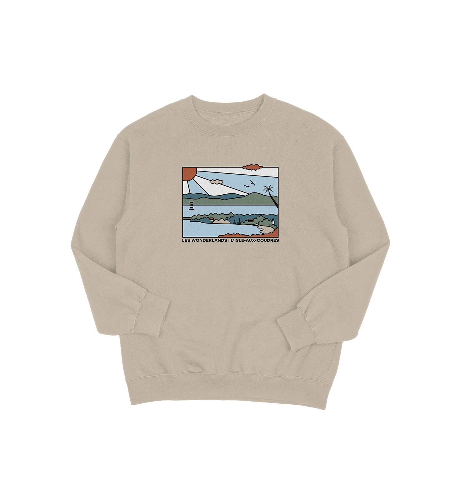 Sweat-shirt L'Isle-Aux-Coudres Wonderland, couleur sable, vue de face