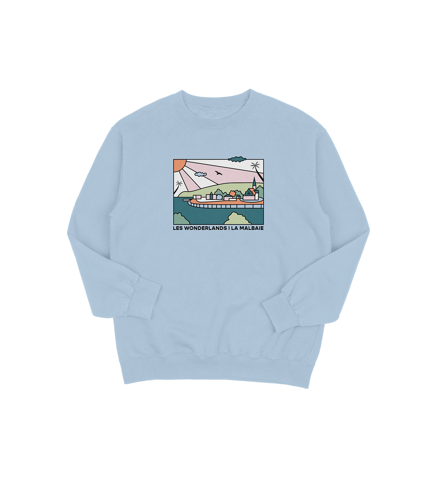 Sweat-shirt La Malbaie Wonderland, couleur bleu, vue de face