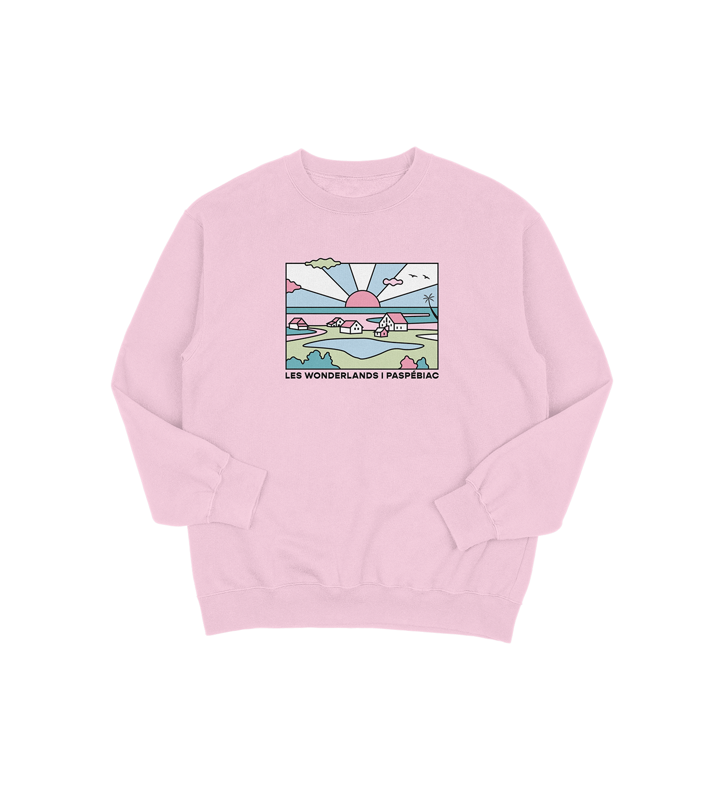Sweat-shirt Paspébiac Wonderland, couleur rose, vue de face