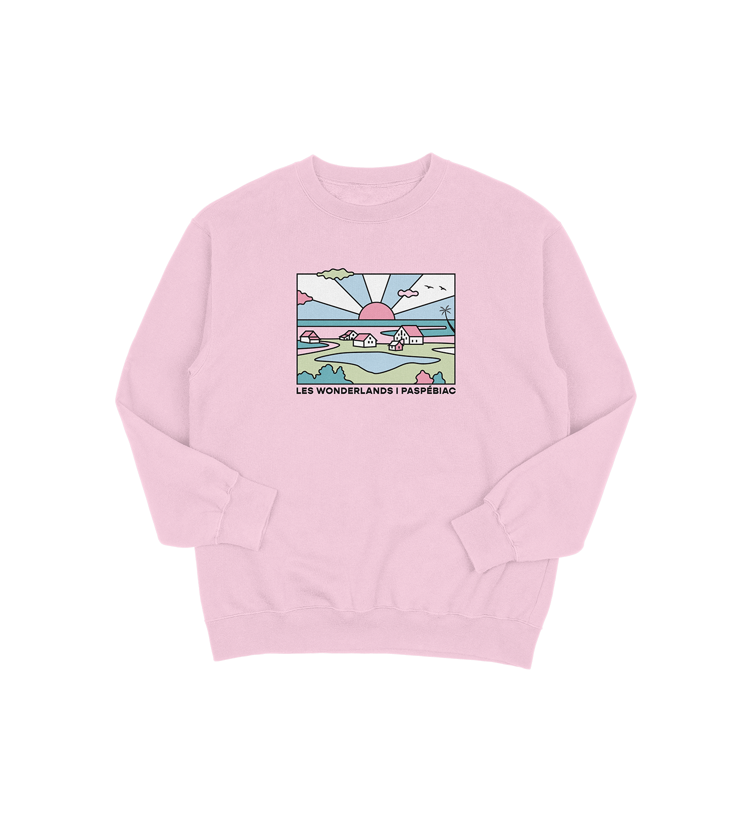 Sweat-shirt Paspébiac Wonderland, couleur rose, vue de face
