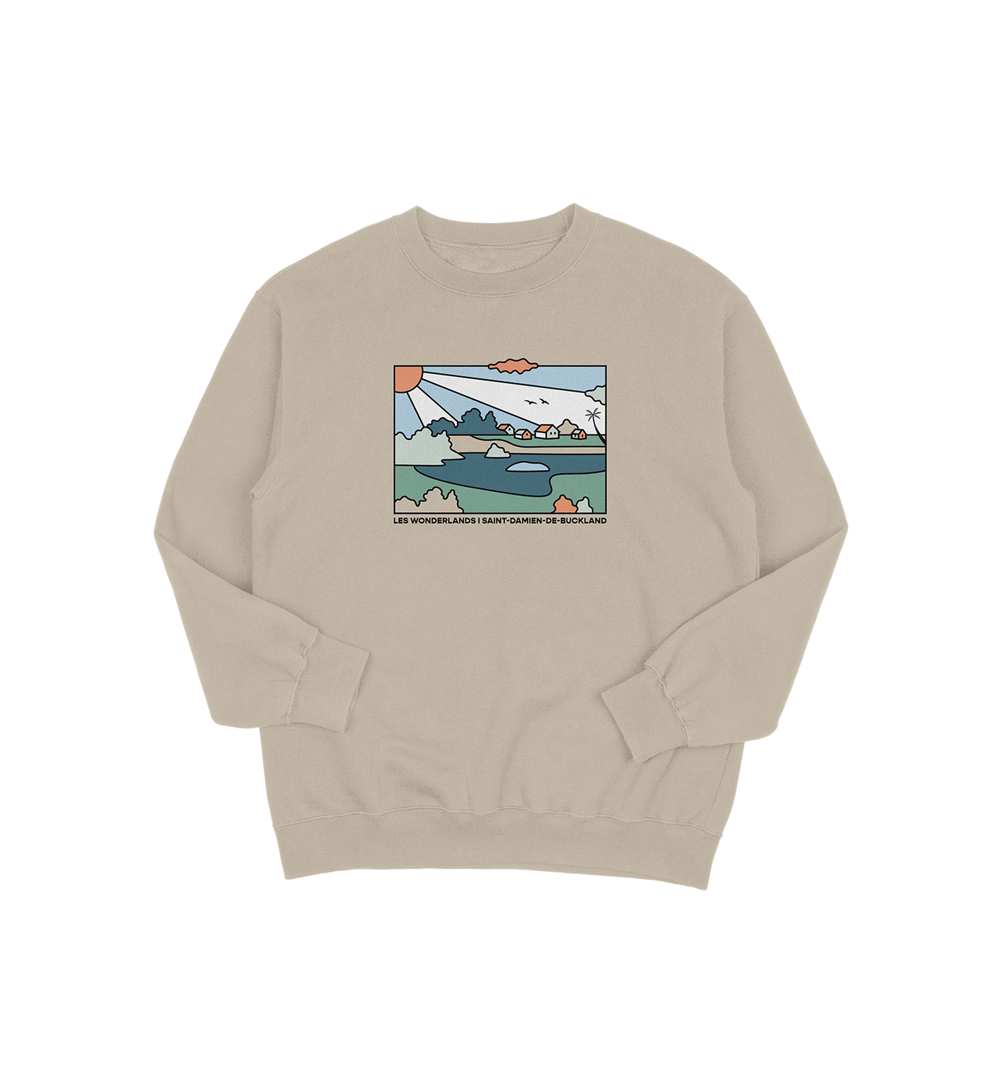 Sweat-shirt Saint-Damien-de-Buckland Wonderland, couleur sable, vue de face