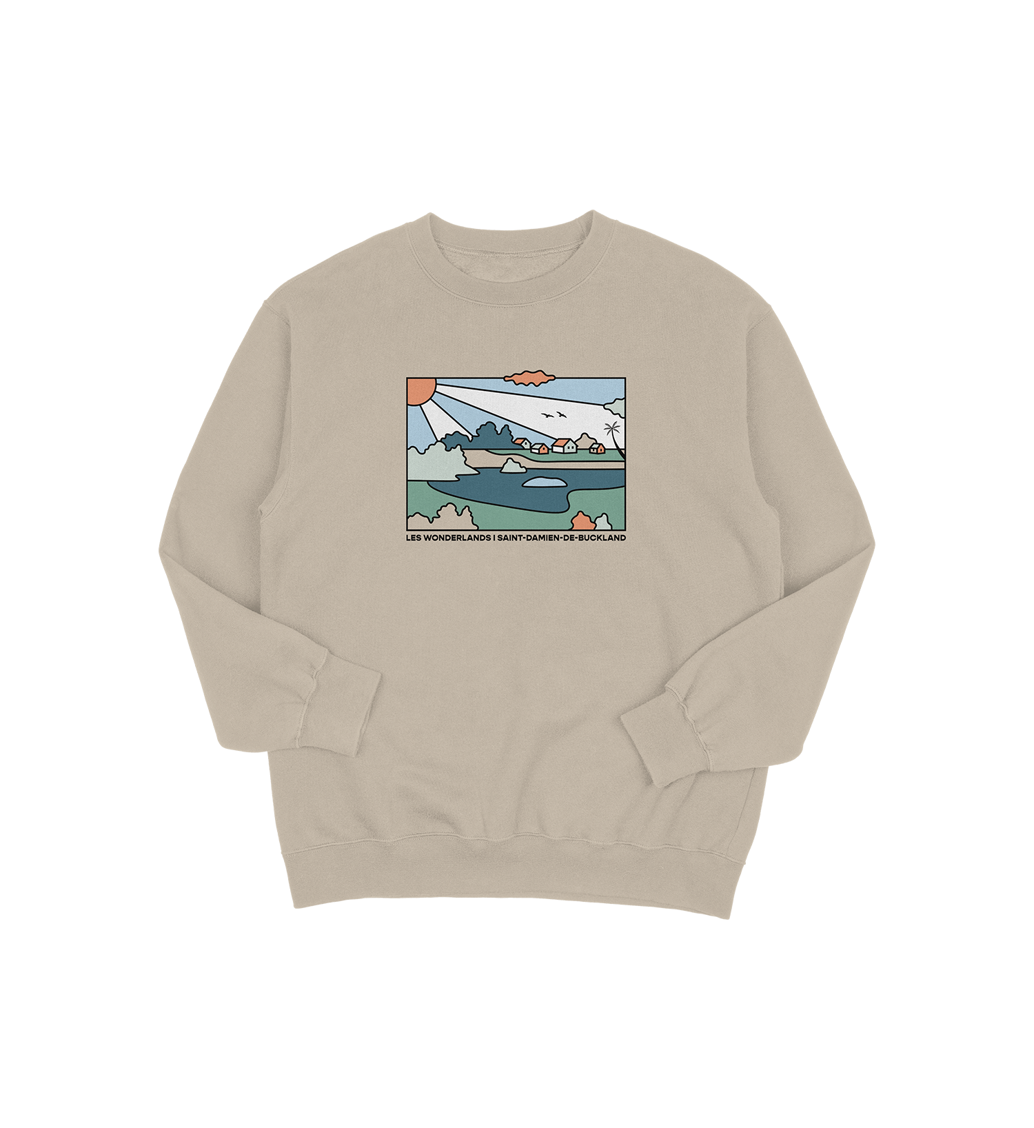 Sweat-shirt Saint-Damien-de-Buckland Wonderland, couleur sable, vue de face