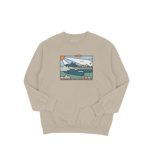 Sweat-shirt Saint-Damien-de-Buckland Wonderland, couleur sable, vue de face