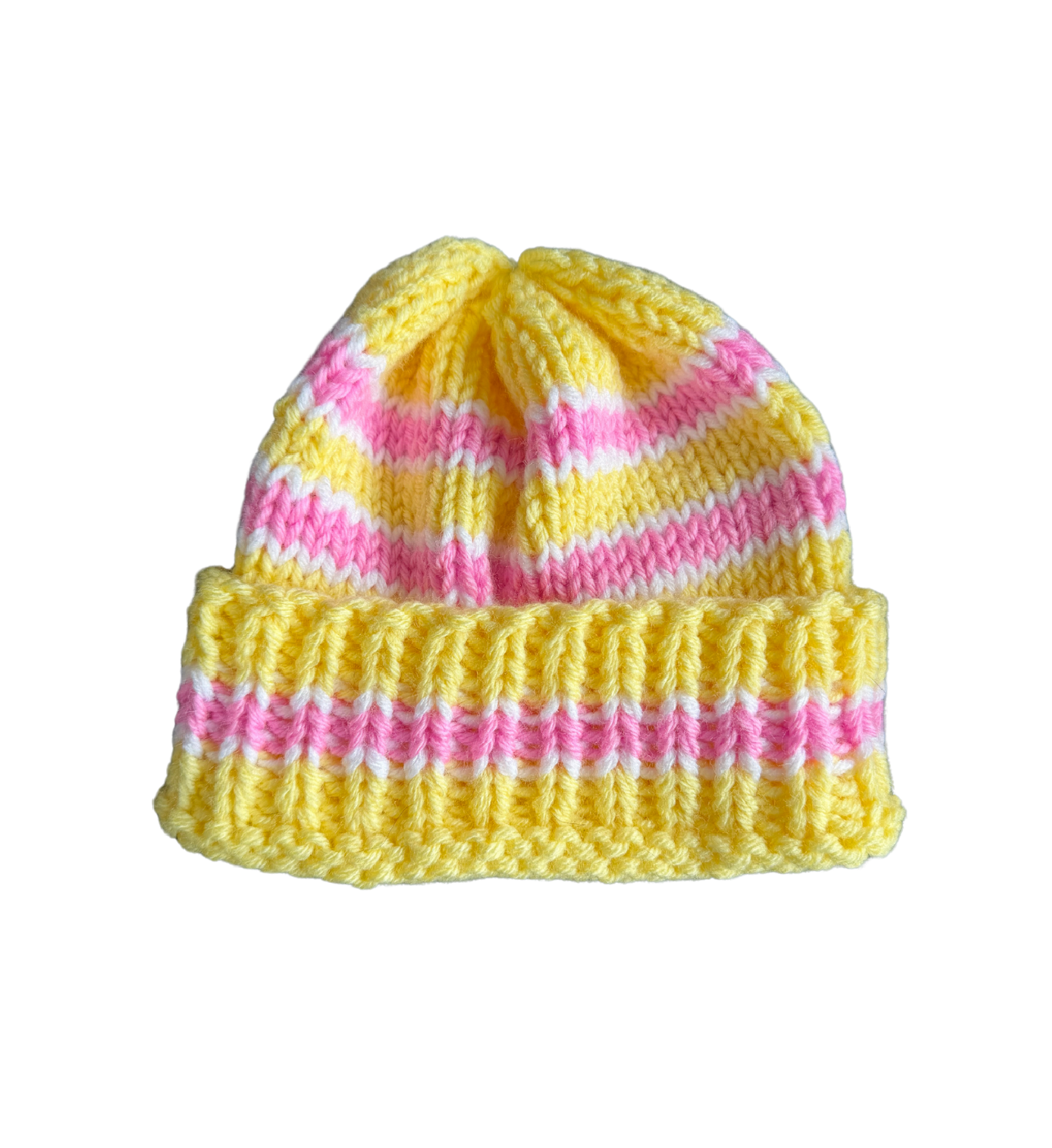 Tuque en laine fait main, couleur jaune