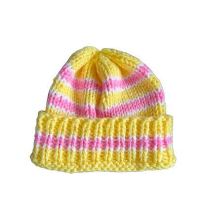Tuque en laine fait main, couleur jaune
