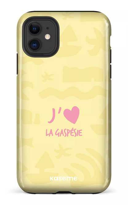 Coque iPhone 11, étui Tough, design J'aime la Gaspésie