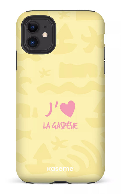 Coque iPhone 11, étui Tough Matte, design J'aime la Gaspésie