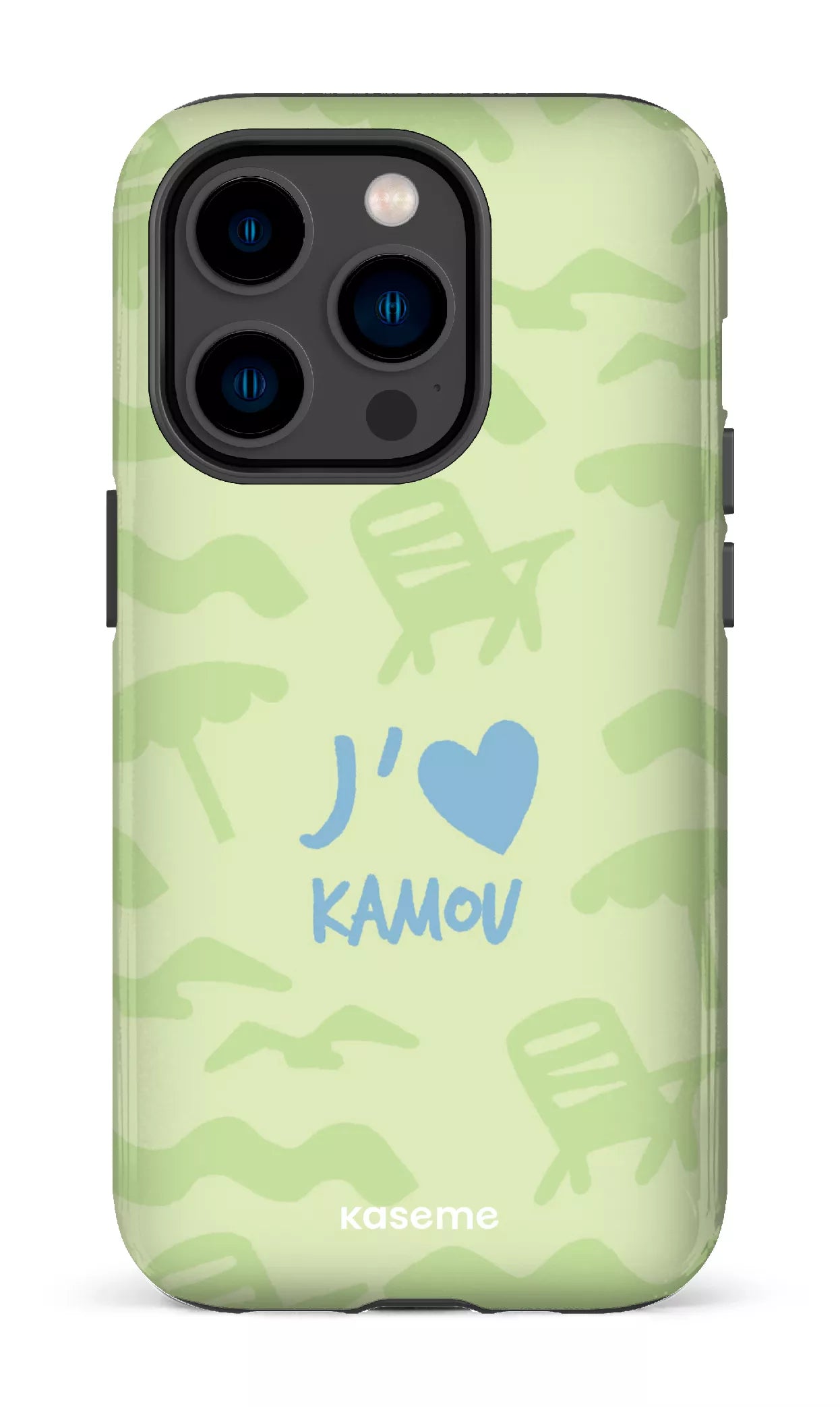 Coque iPhone 14 Pro, étui Tough, design J'aime Kamou
