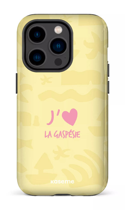 Coque iPhone 14 Pro, étui Tough, design J'aime la Gaspésie