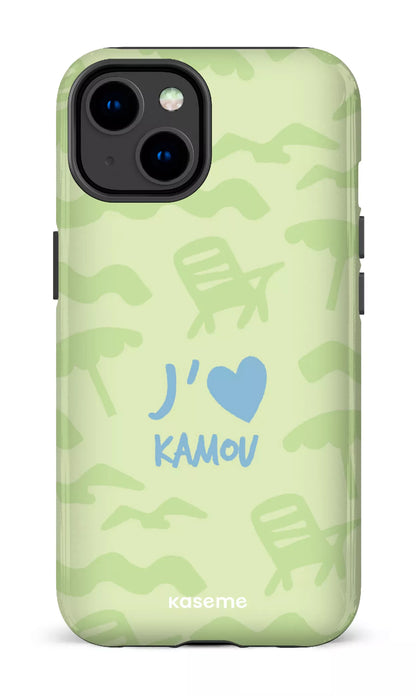 Coque iPhone 14, étui Tough Gloss, design J'aime Kamou
