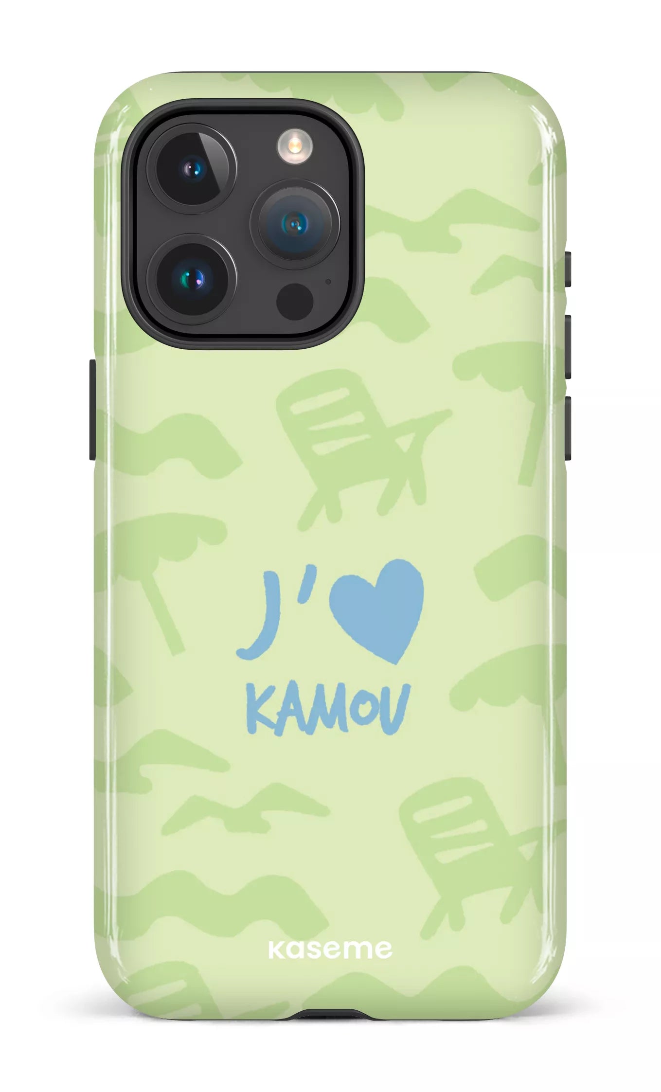 Coque iPhone 15 Pro, étui Tough, design J'aime Kamou