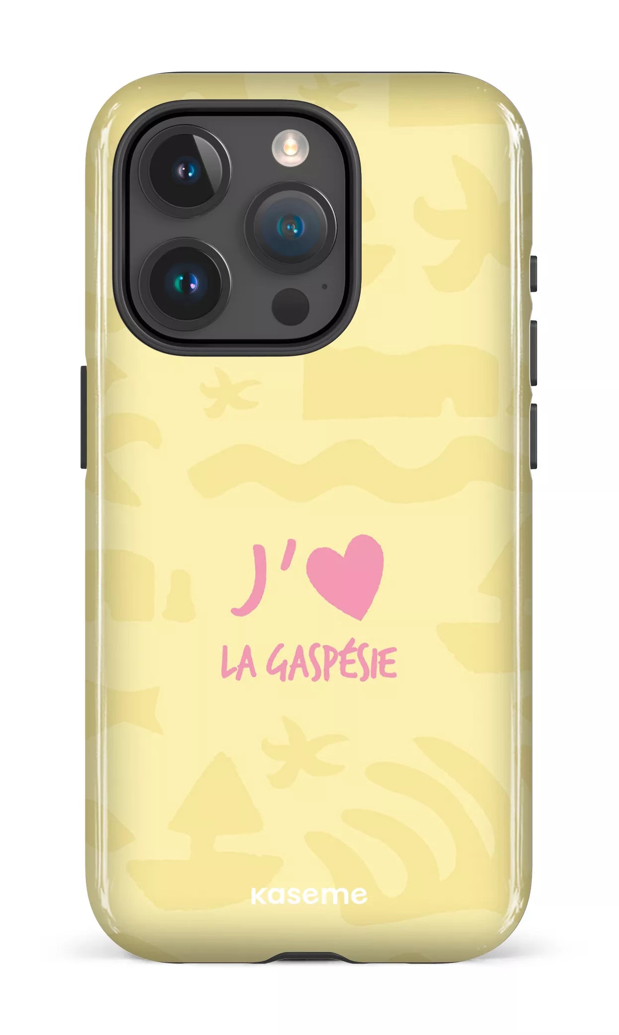 Coque iPhone 15 Pro, étui Tough, design J'aime la Gaspésie