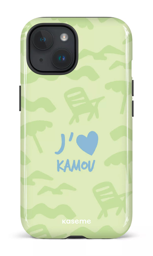 Coque iPhone 15, étui Tough Gloss, design J'aime Kamou