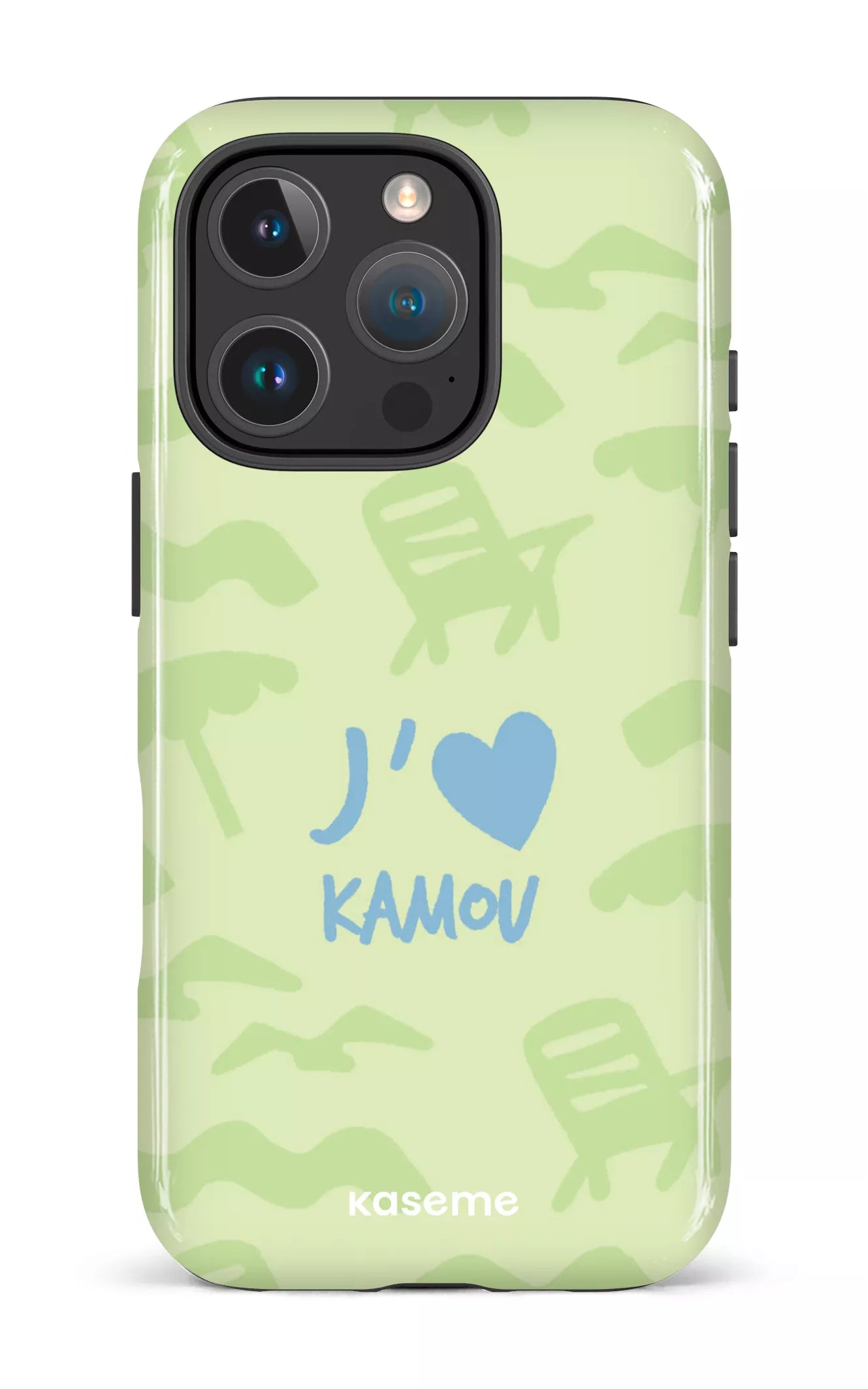 Coque iPhone 16 Pro, étui Impact, design J'aime Kamou
