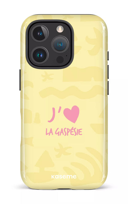 Coque iPhone 16 Pro, étui Impact, design J'aime la Gaspésie