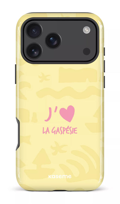 Coque iPhone 17 Pro, étui Impact, design J'aime la Gaspésie