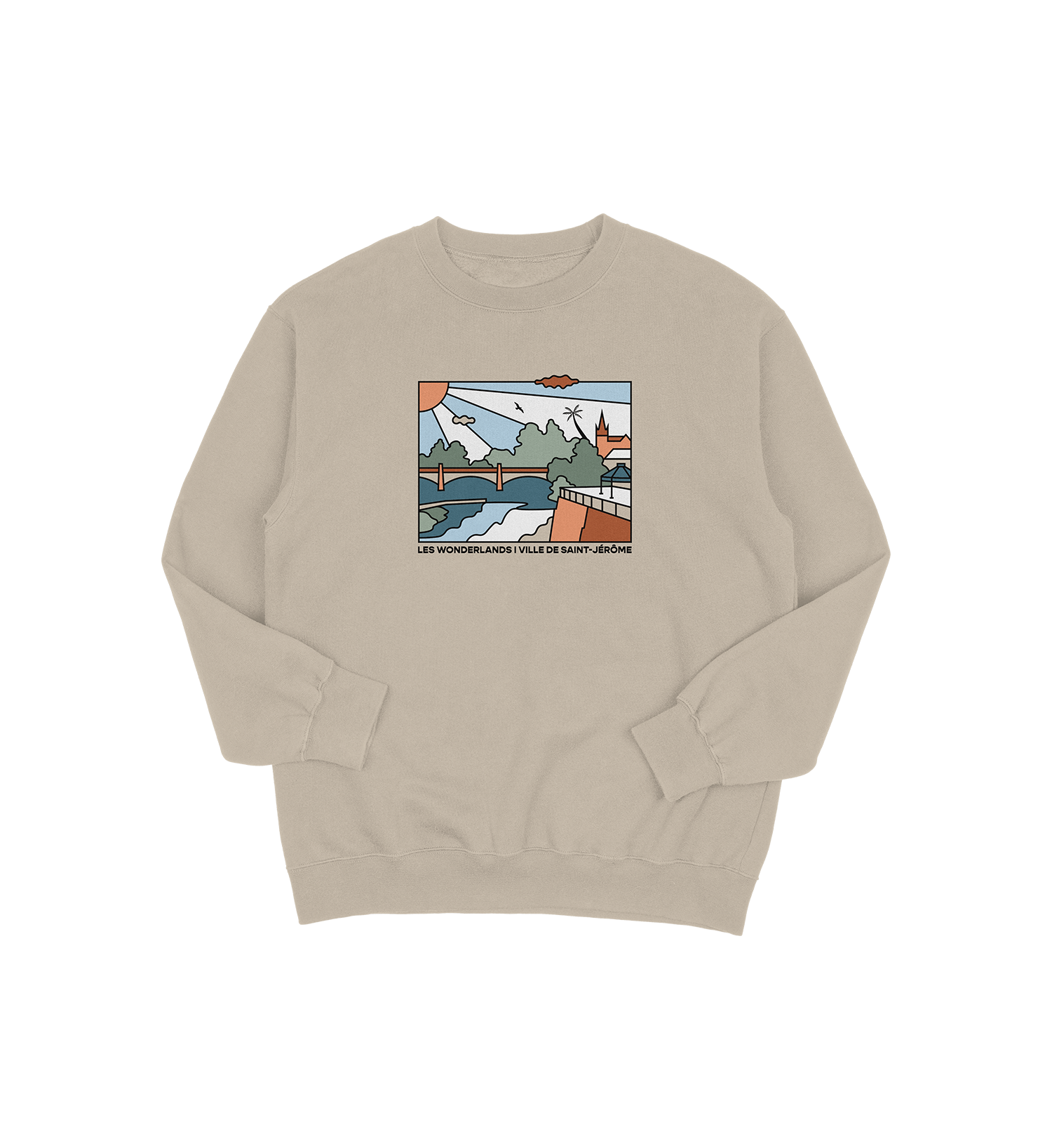 Sweat-shirt Saint-Jérôme Wonderland, couleur sable, vue de face